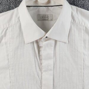Eton 16 Savoy Men All Cotton French Cuff Contemporary White Formal Dress Shirt